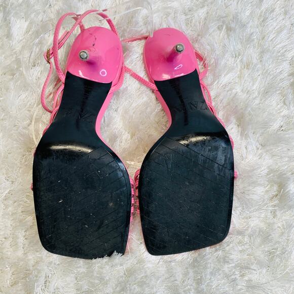 PINK Zara Strappy Heels Wrap Ankle Strap Sz 39 8.5 Scuffed Heels - Picture 5 of 9
